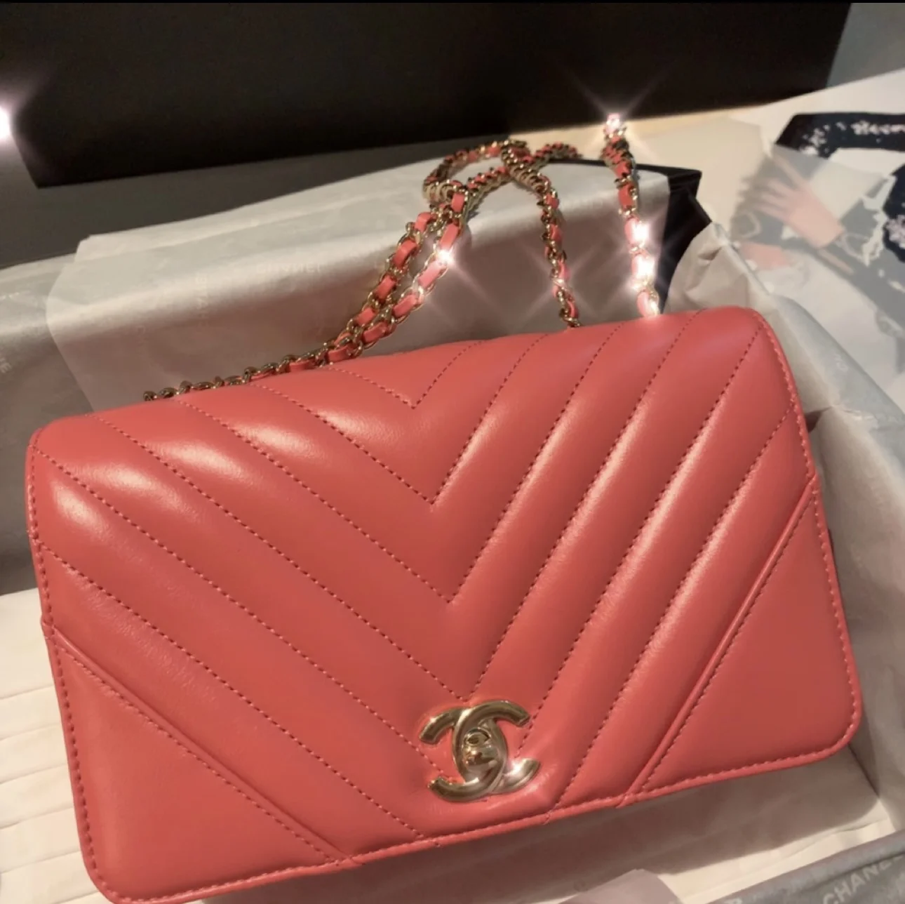 CHANEL Classic Flap Pink Calfskin Leather CHANEL Classic Flap Pink Calfskin Leather