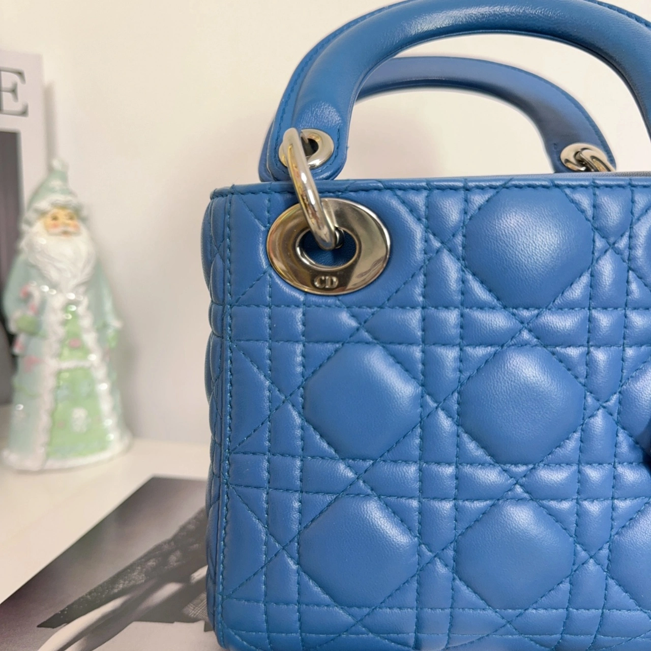 DIOR Lady Dior Mini Blue Lambskin Bag DIOR Lady Dior Mini Blue Lambskin Bag