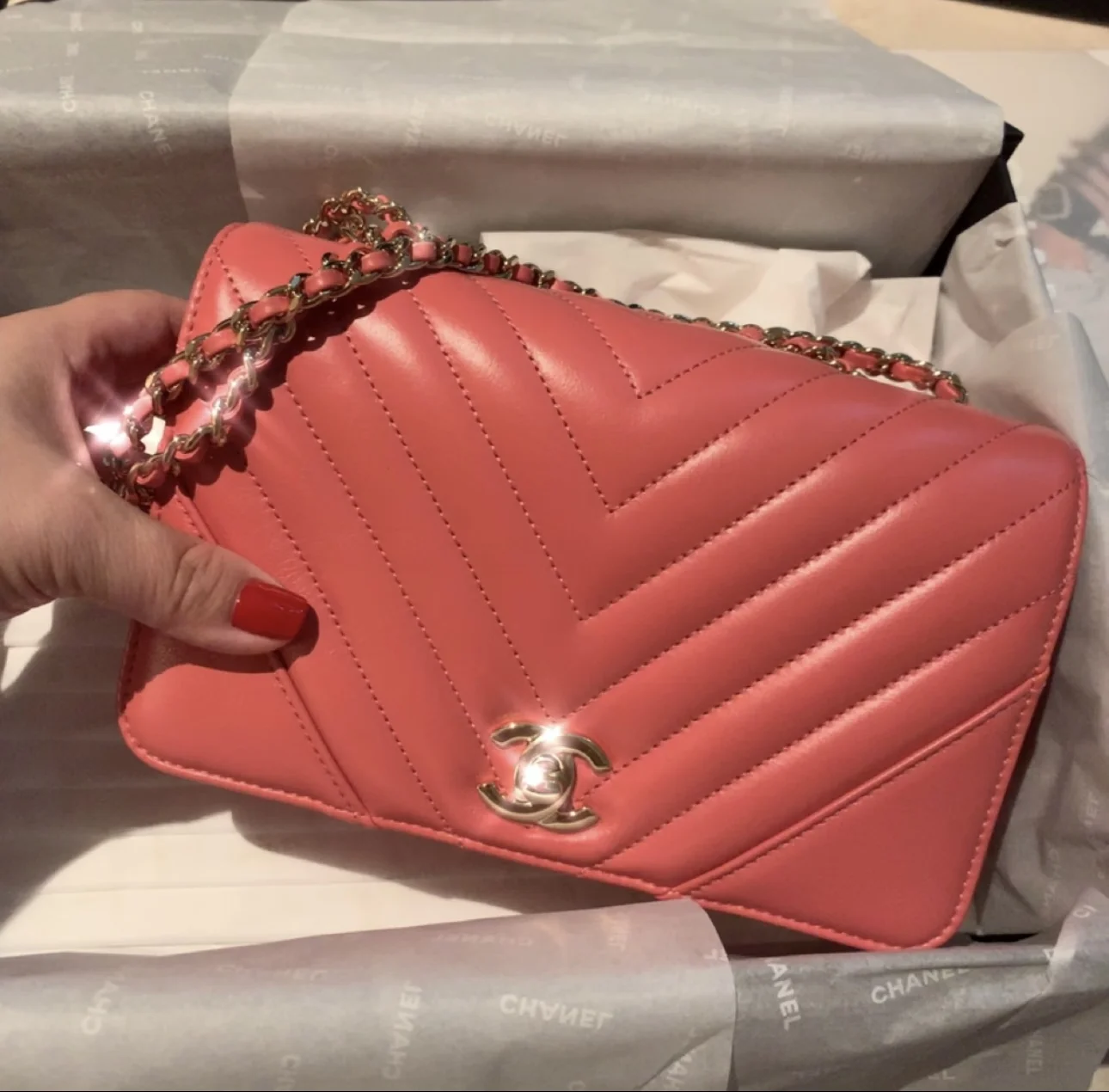 CHANEL Classic Flap Pink Calfskin Leather CHANEL Classic Flap Pink Calfskin Leather