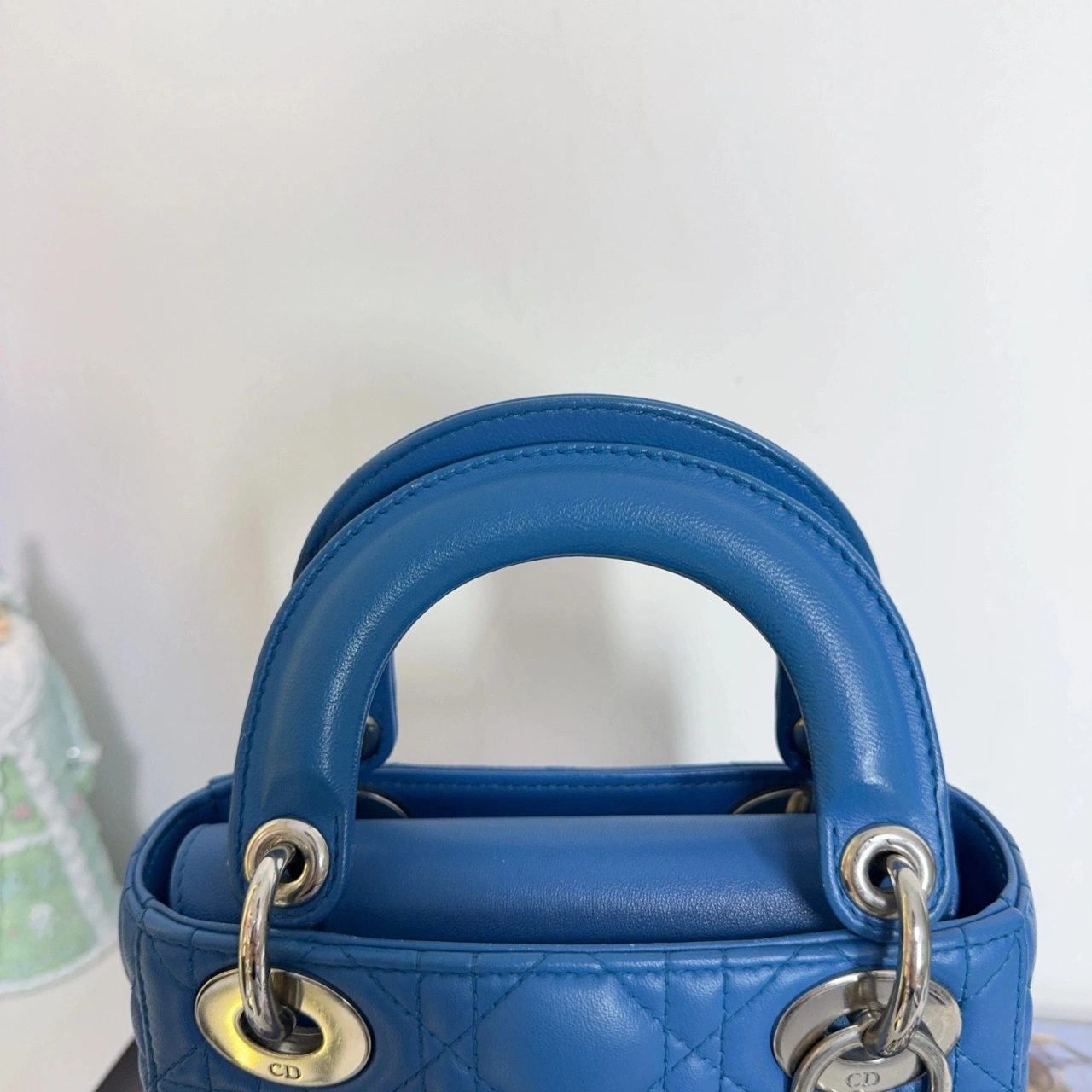 DIOR Lady Dior Mini Blue Lambskin Bag DIOR Lady Dior Mini Blue Lambskin Bag