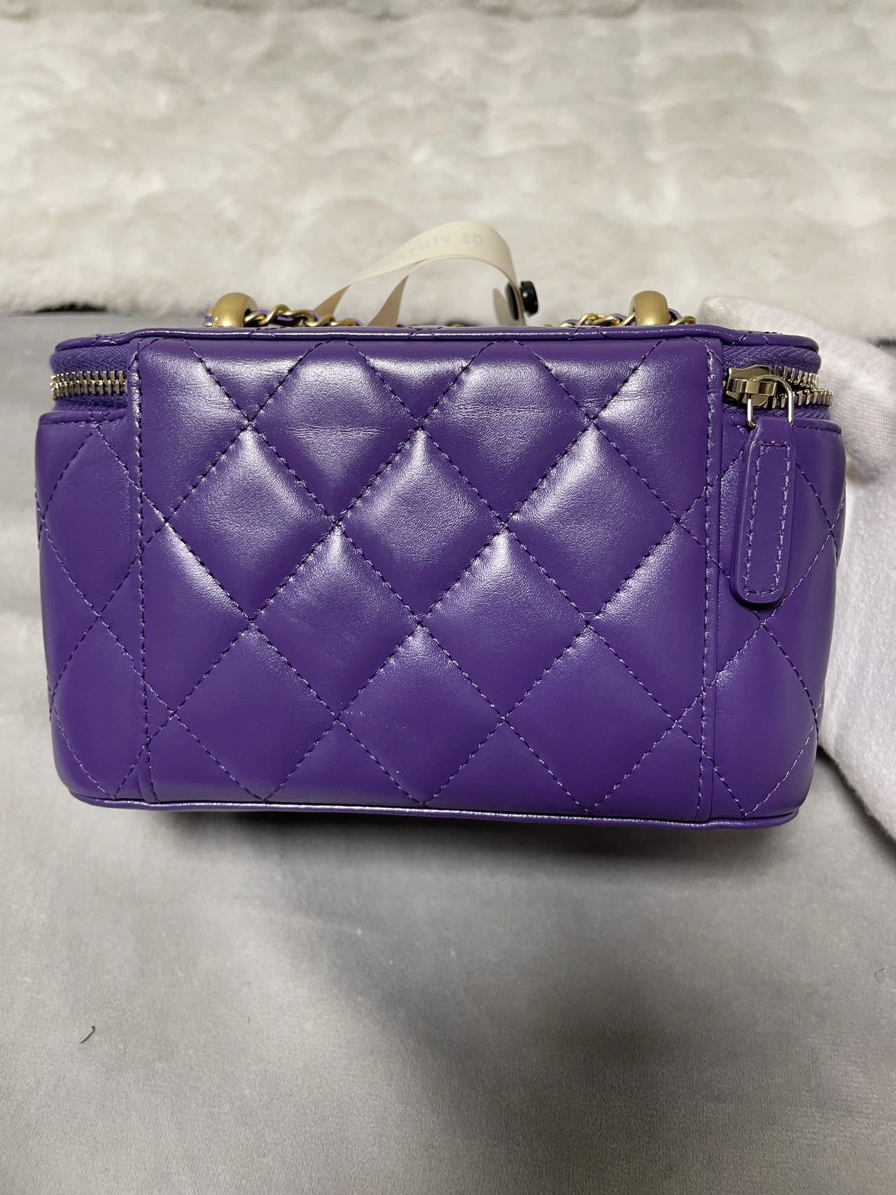 CHANEL Mini Vanity Case With Chain Purple Calfskin Leather CHANEL Mini Vanity Case With Chain Purple Calfskin Leather