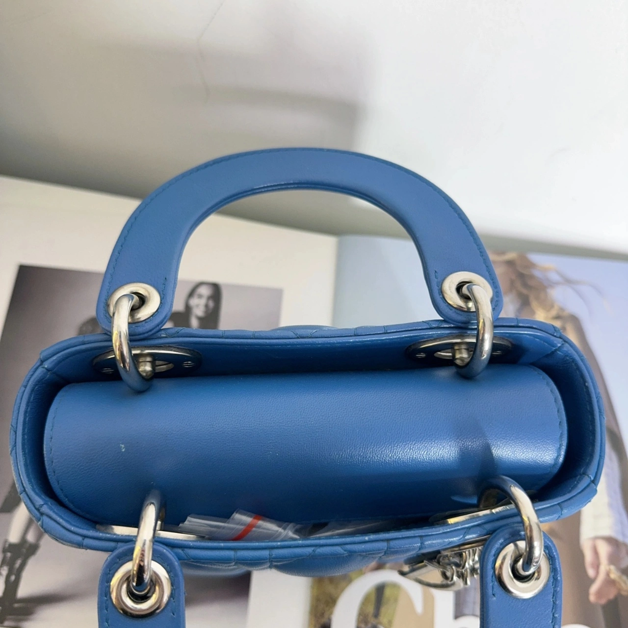 DIOR Lady Dior Mini Blue Lambskin Bag DIOR Lady Dior Mini Blue Lambskin Bag