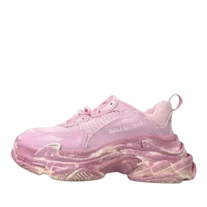 BALENCIAGA Triple S Women Pink Leather Free Sneakers SIZE 35