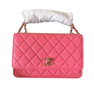 CHANEL Trendy CC Wallet On Chain Small Pink Calfskin Leather